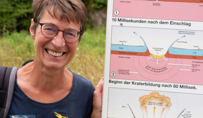 Wie war das damals mit dem Asteroiden-Einschlag? Carolin Schober-Mittring führt durch den Geopark und kann solche und andere Fragen beantworten.