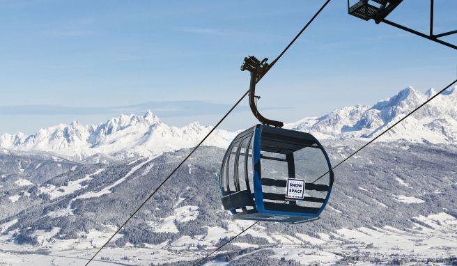 Erhöhte Kapazität: Die neue Gondelbahn Flying Mozart bringt Wintersportler in Flachau auf das Grießenkareck.