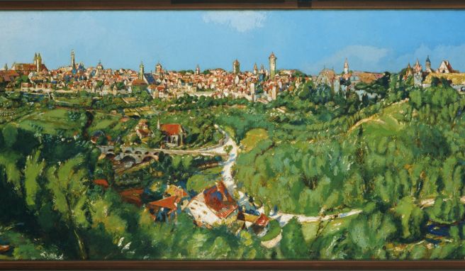 Das Grün dominiert das Panorama im Gemälde «Das kleine Rothenburg» des niederländischen Malers Martin Monnickendam.