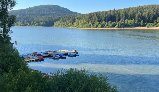 An der Schwarzenbachtalsperre gibt es einen Bootsverleih - man kann in dem Stausee aber auch baden.